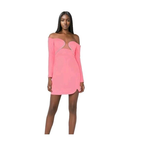 Saints & Secrets Dresses & Skirts - Saints & Secrets Off Shoulder Mini Dress M Pink Diamante Coquette Party Cocktail